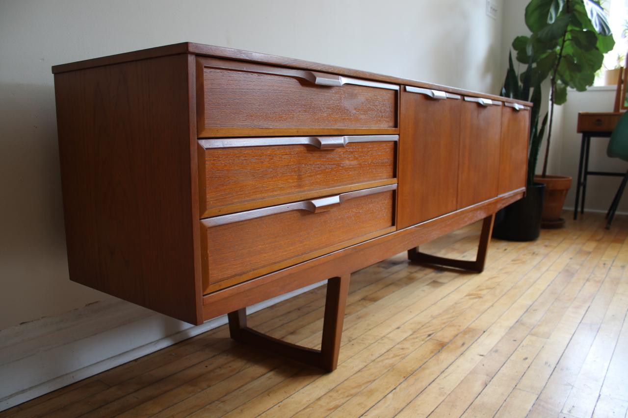 Midcentury Danish Modern Sleigh Leg Credenza 10