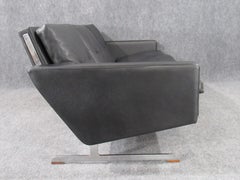 Midcentury Danish Modern Sofa in Faux Black Leather Attributed to Georg Thams