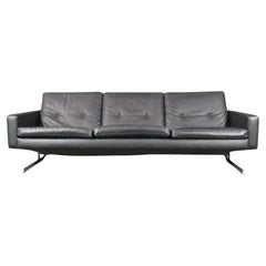 Vintage Midcentury Danish Modern Sofa in Faux Black Leather Attributed to Georg Thams