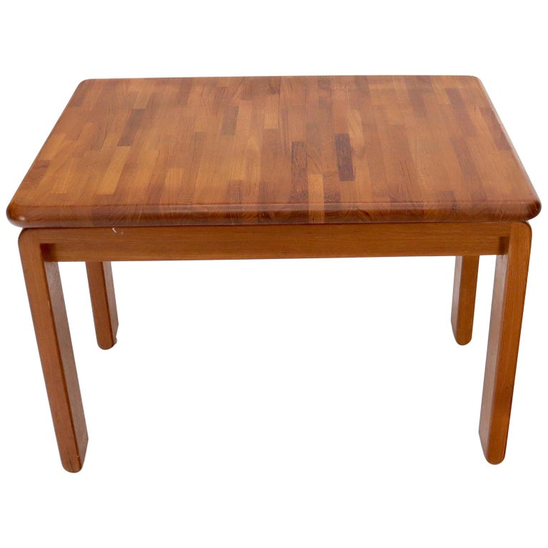 Midcentury Danish Modern Solid Teak Side End Table Stand For Sale