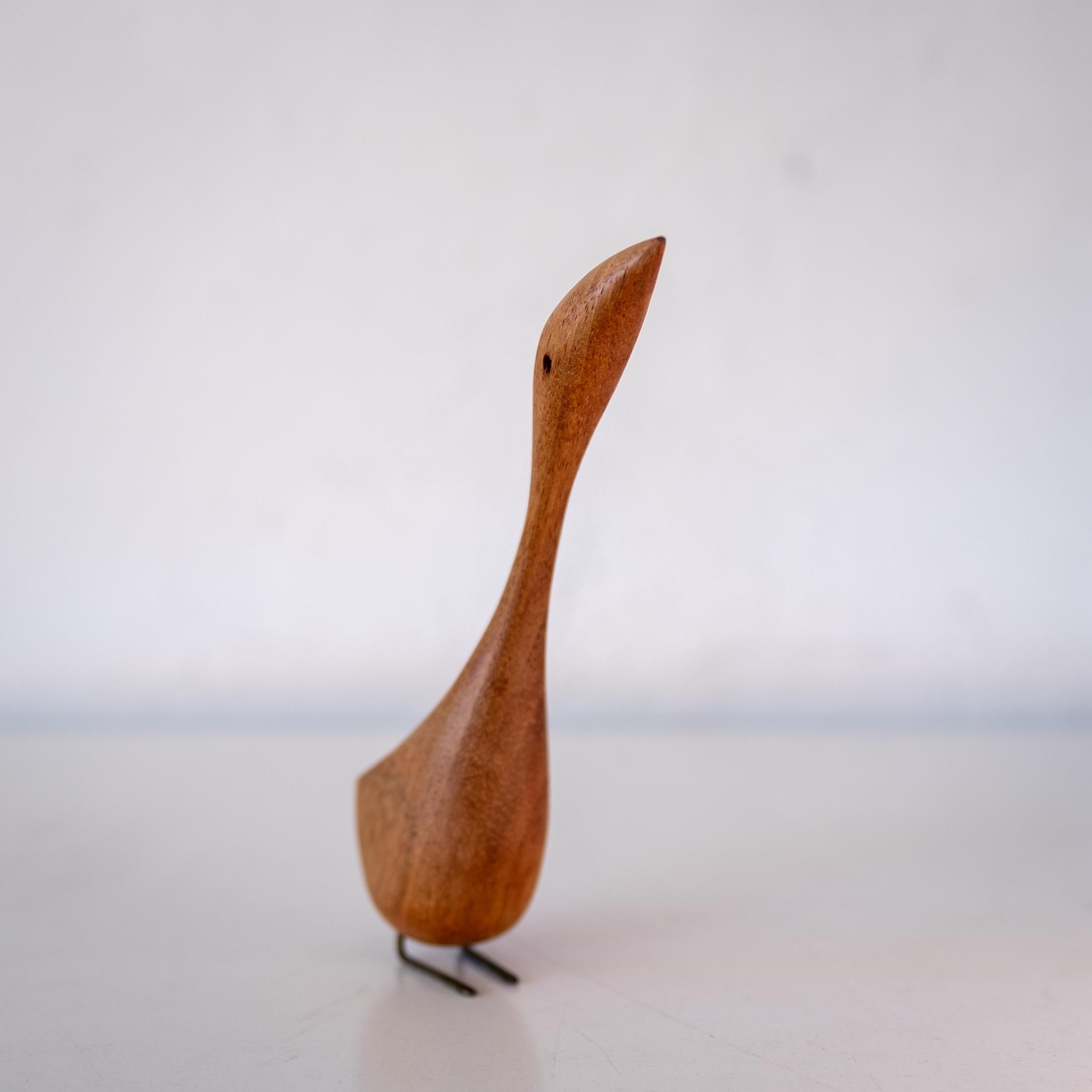 Scandinavian Modern Mid Century Danish Modern Stylized Teak Bird Sculpture For Sale