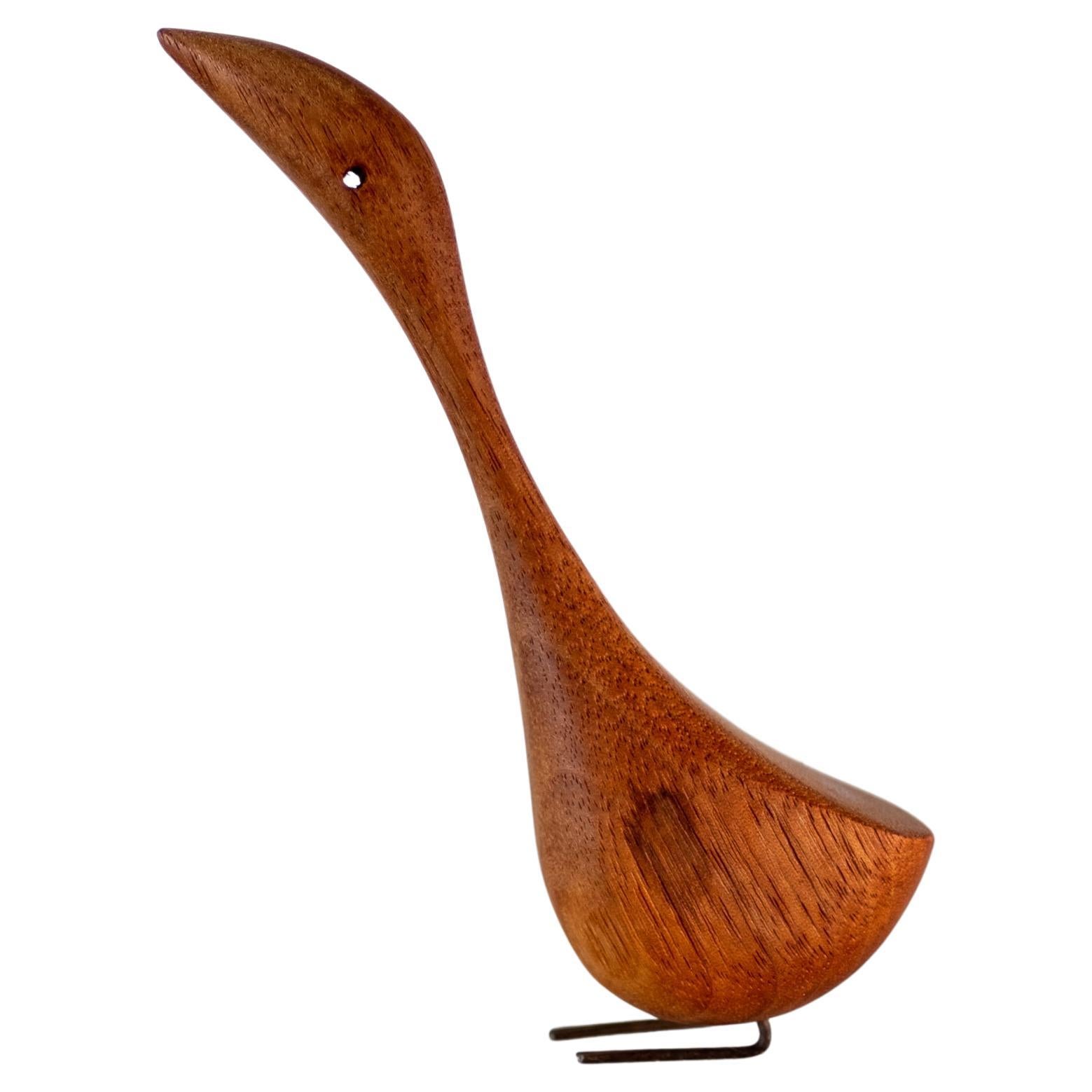 Mid Century Danish Modern Stylized Teak Bird Sculpture For Sale