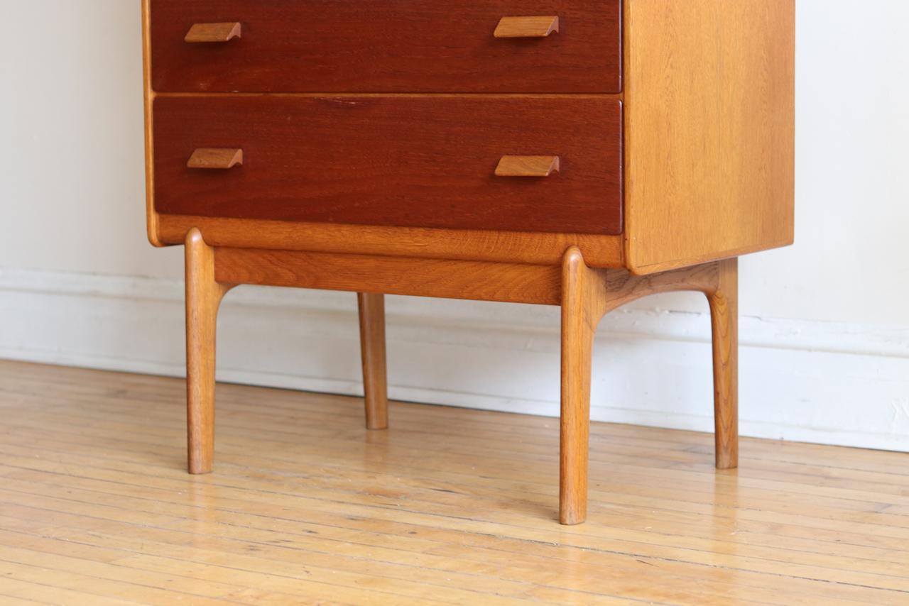 Midcentury Danish Modern Teak and Oak Highboy Dresser 5