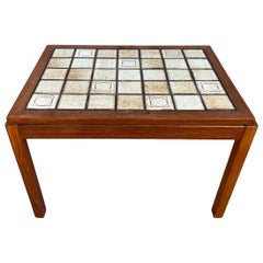 Vintage Midcentury Danish Modern Teak Ceramic Tile Coffee Table Bench