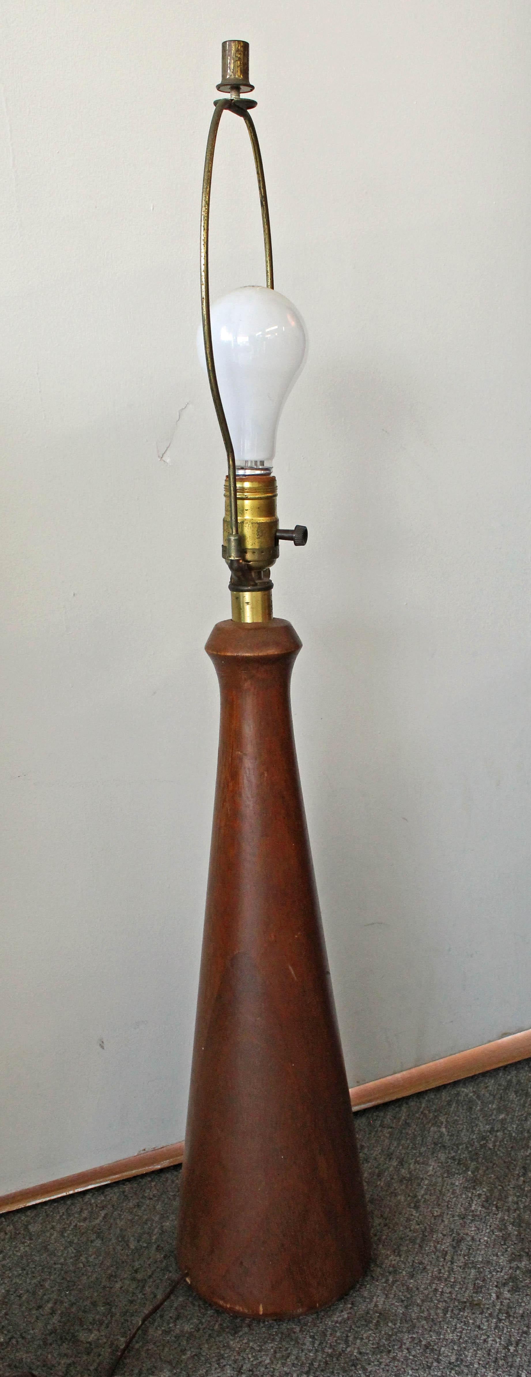 Scandinavian Modern Midcentury Danish Modern Teak Cone Table Lamp