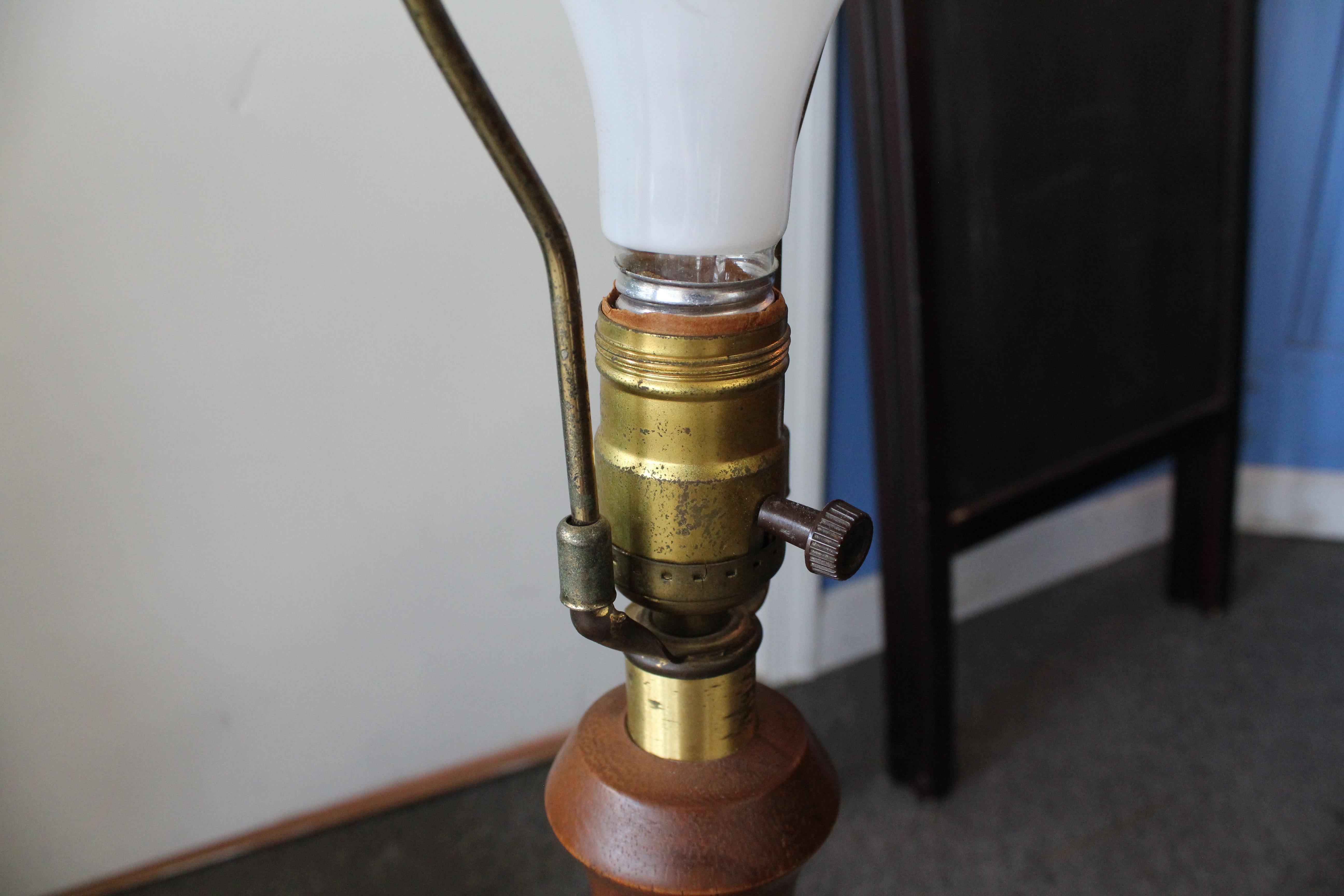 Midcentury Danish Modern Teak Cone Table Lamp 1