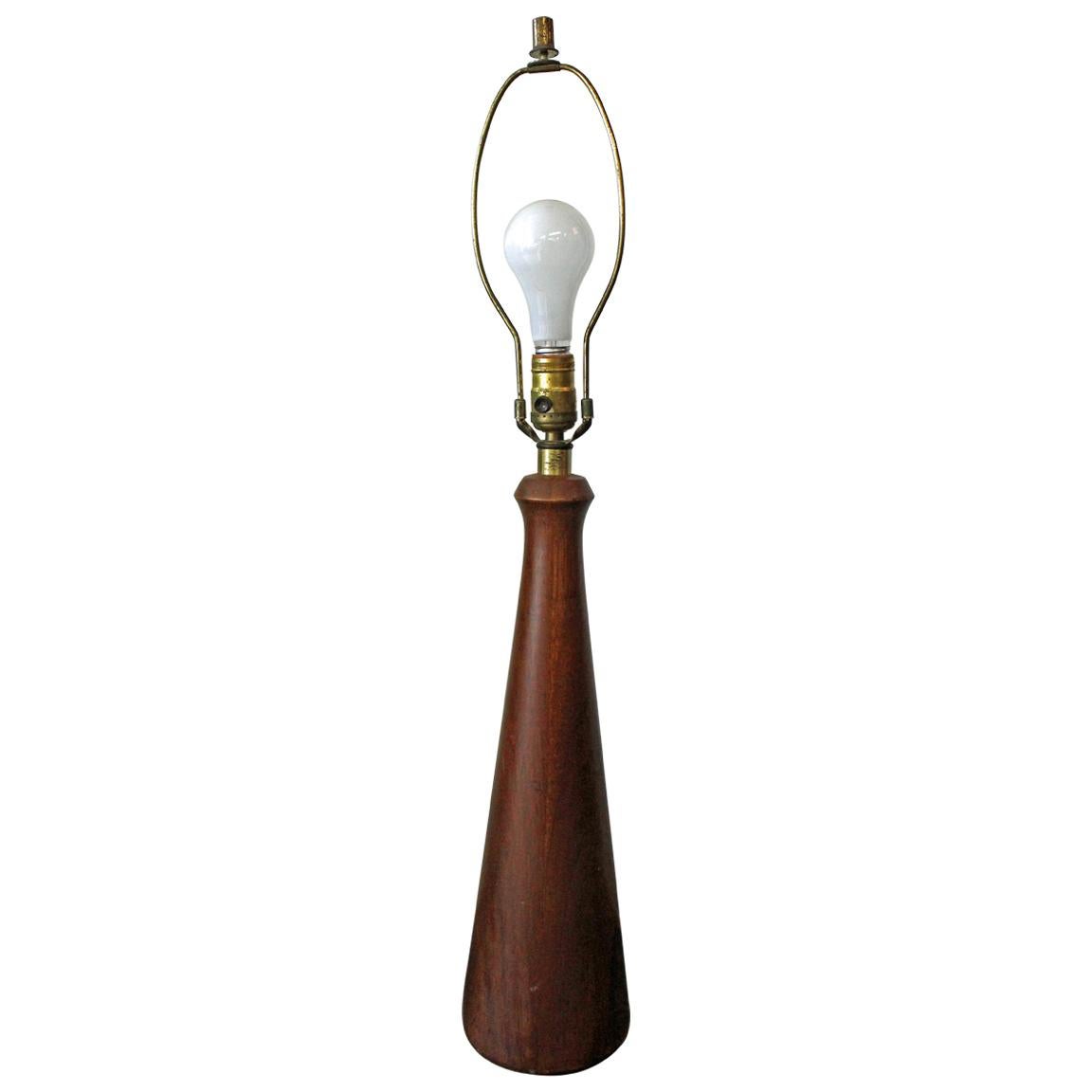 Midcentury Danish Modern Teak Cone Table Lamp