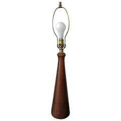 Midcentury Danish Modern Teak Cone Table Lamp
