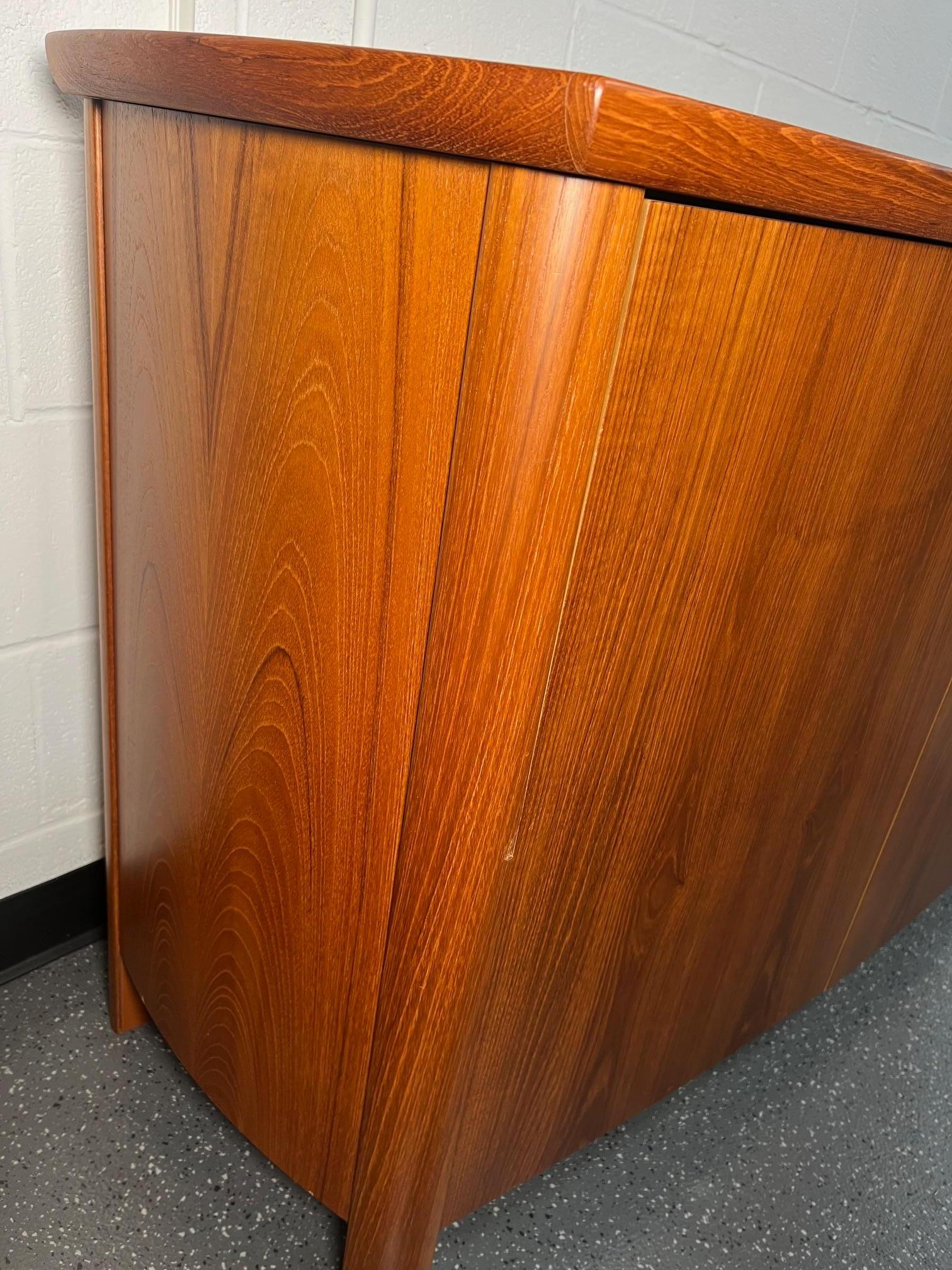 Midcentury Danish Modern Teak Credenza Buffet By Skovby Bow Front For Sale 14
