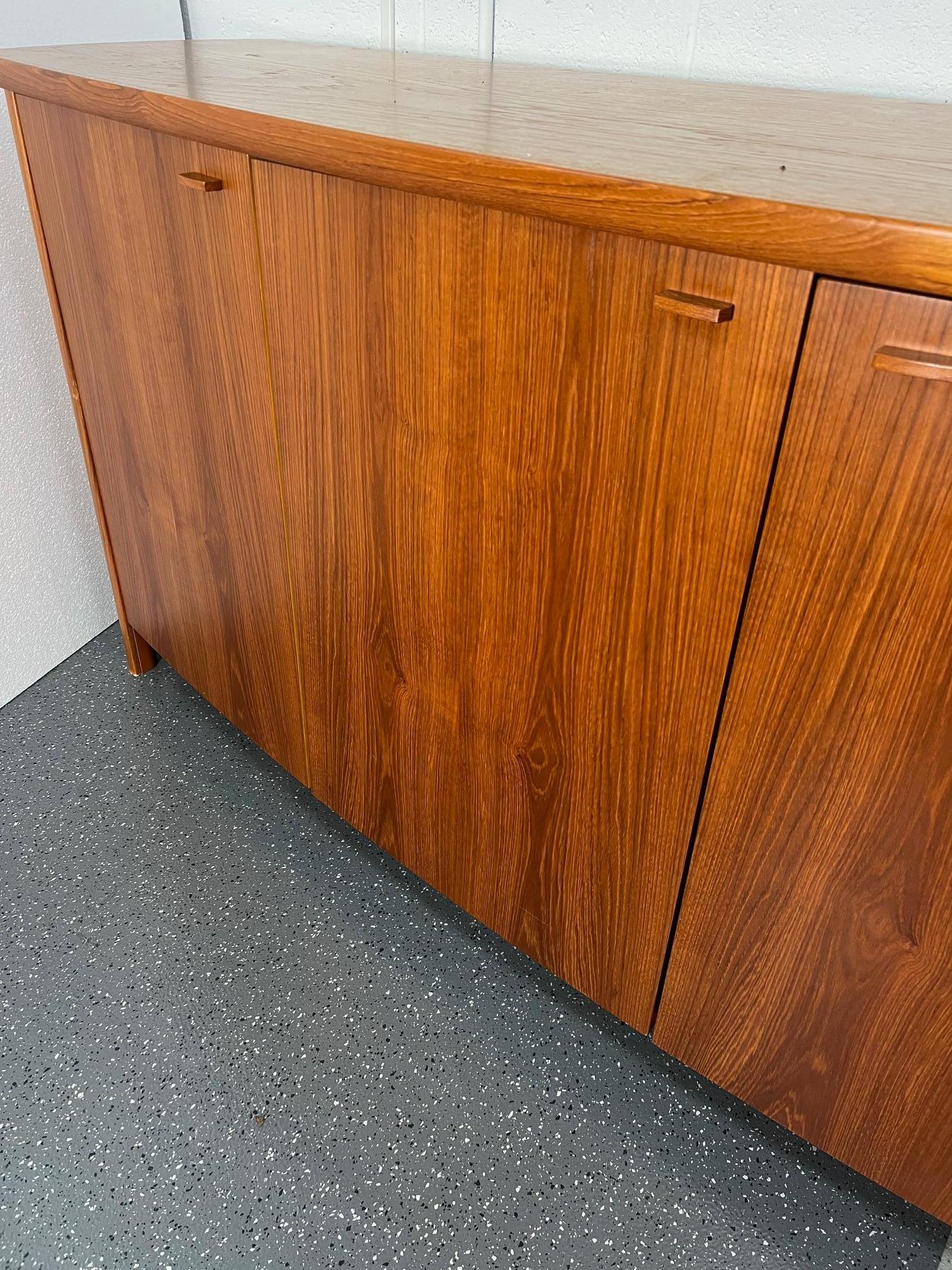 20th Century Midcentury Danish Modern Teak Credenza Buffet By Skovby Bow Front For Sale