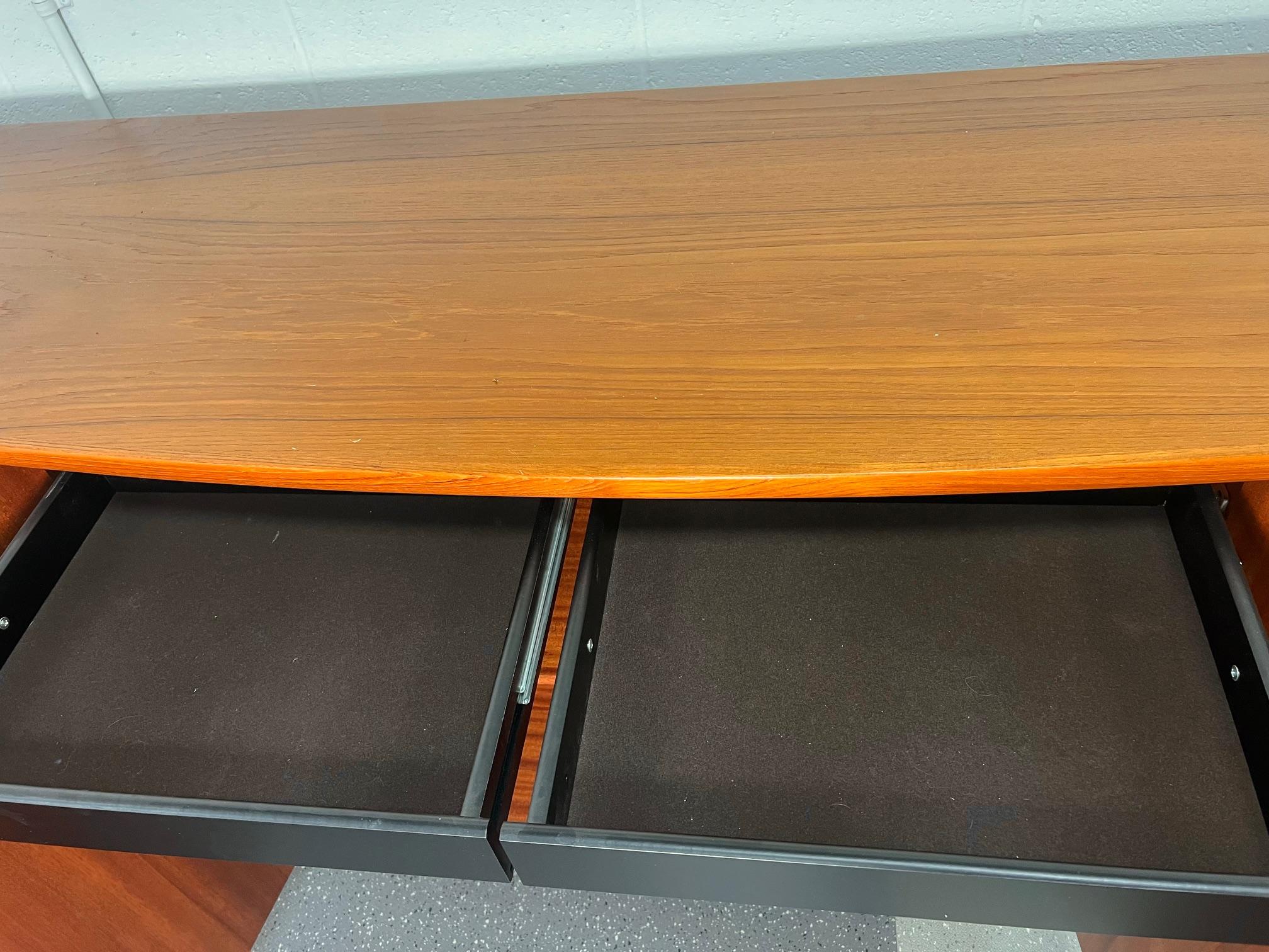 Midcentury Danish Modern Teak Credenza Buffet By Skovby Bow Front For Sale 3