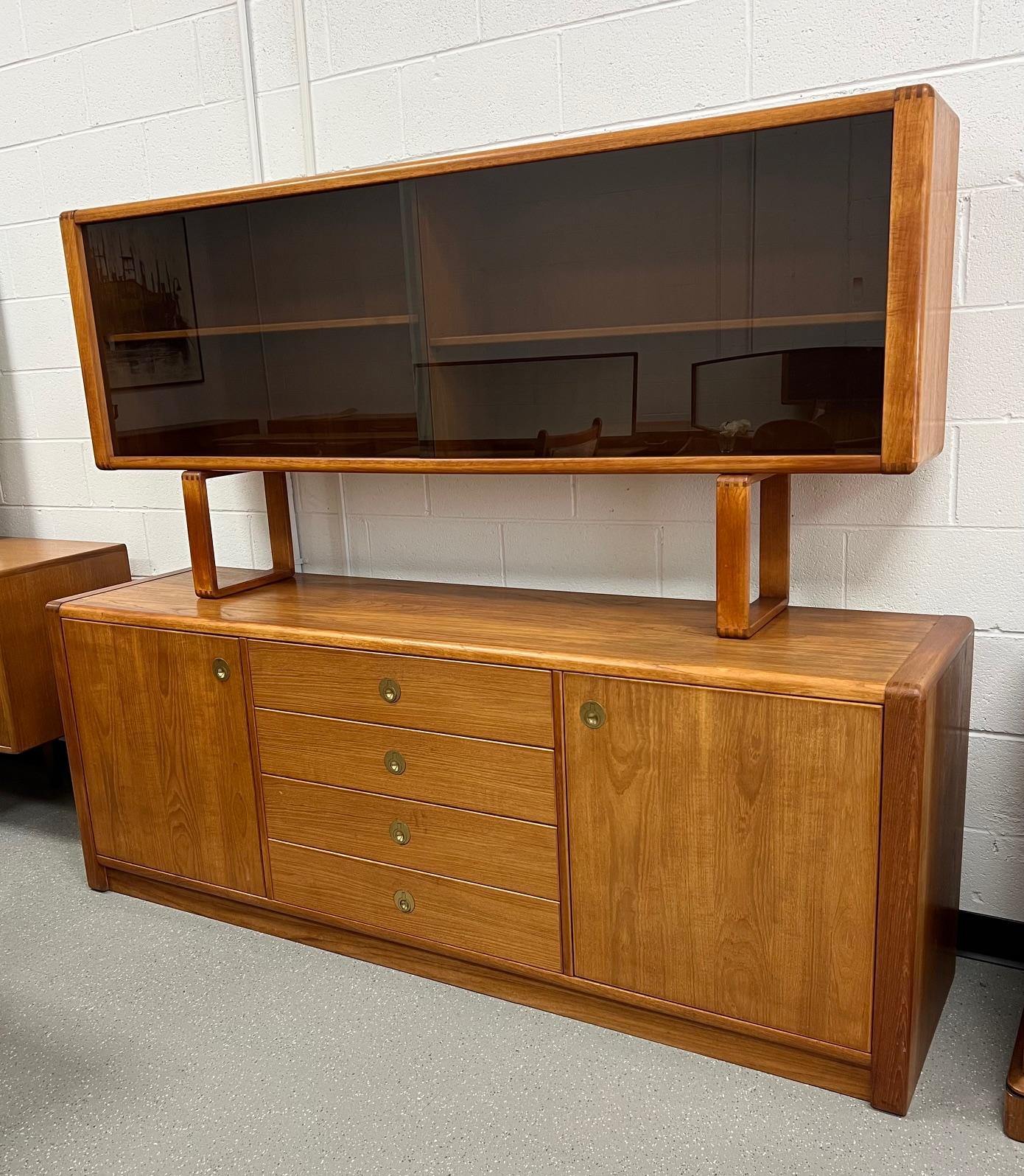 Midcentury Danish Modern Teak Credenza Buffet With Hutch By D-Scan Captain Line 3