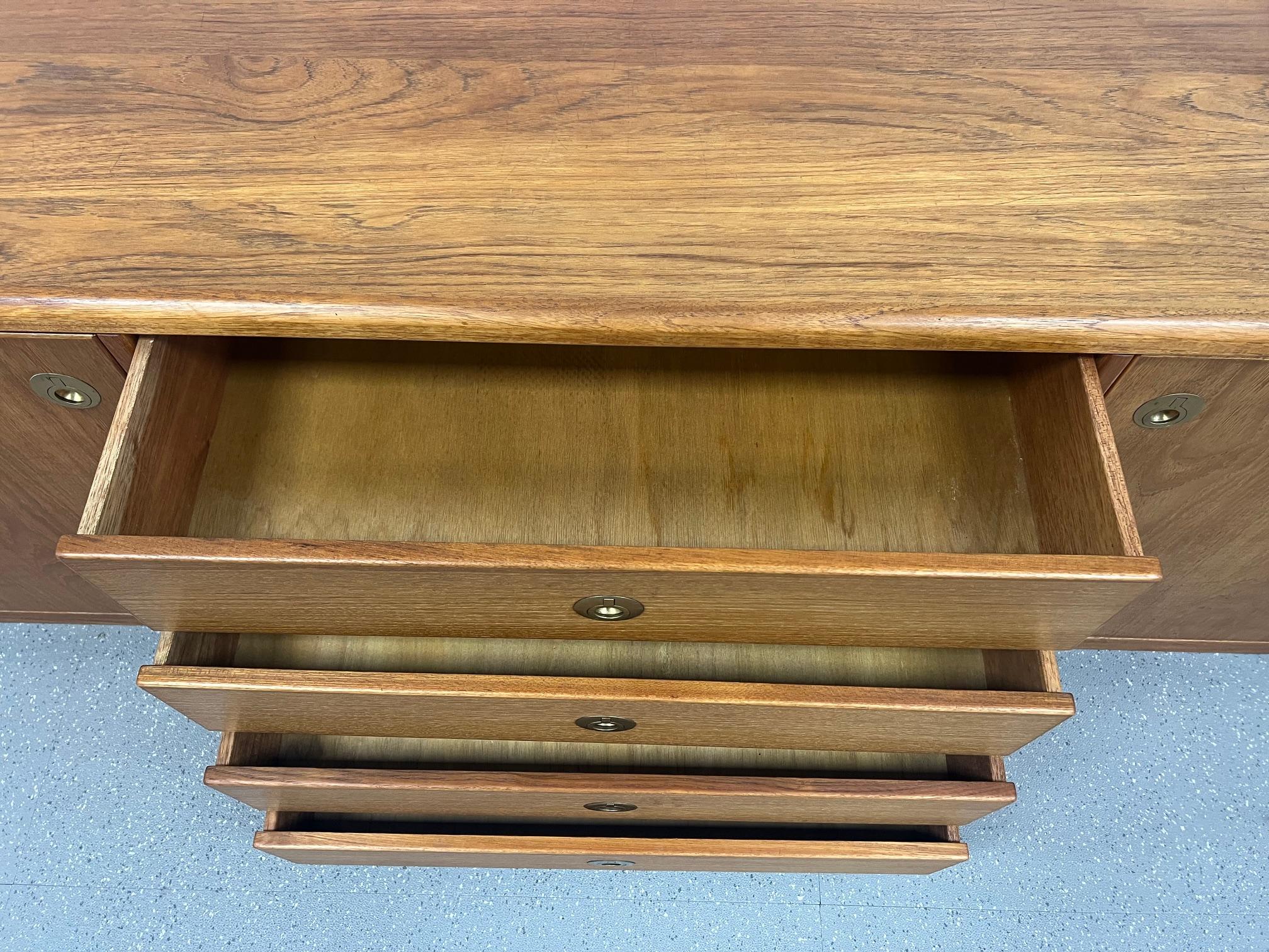 Midcentury Danish Modern Teak Credenza Buffet With Hutch By D-Scan Captain Line 3