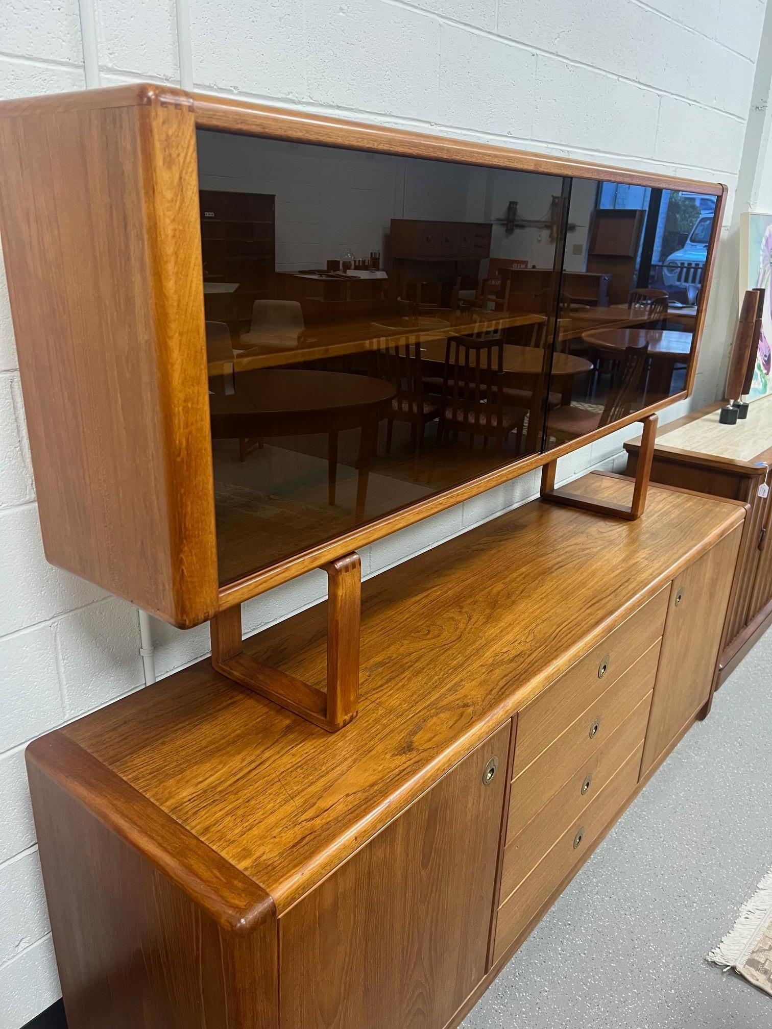Midcentury Danish Modern Teak Credenza Buffet With Hutch By D-Scan Captain Line 2