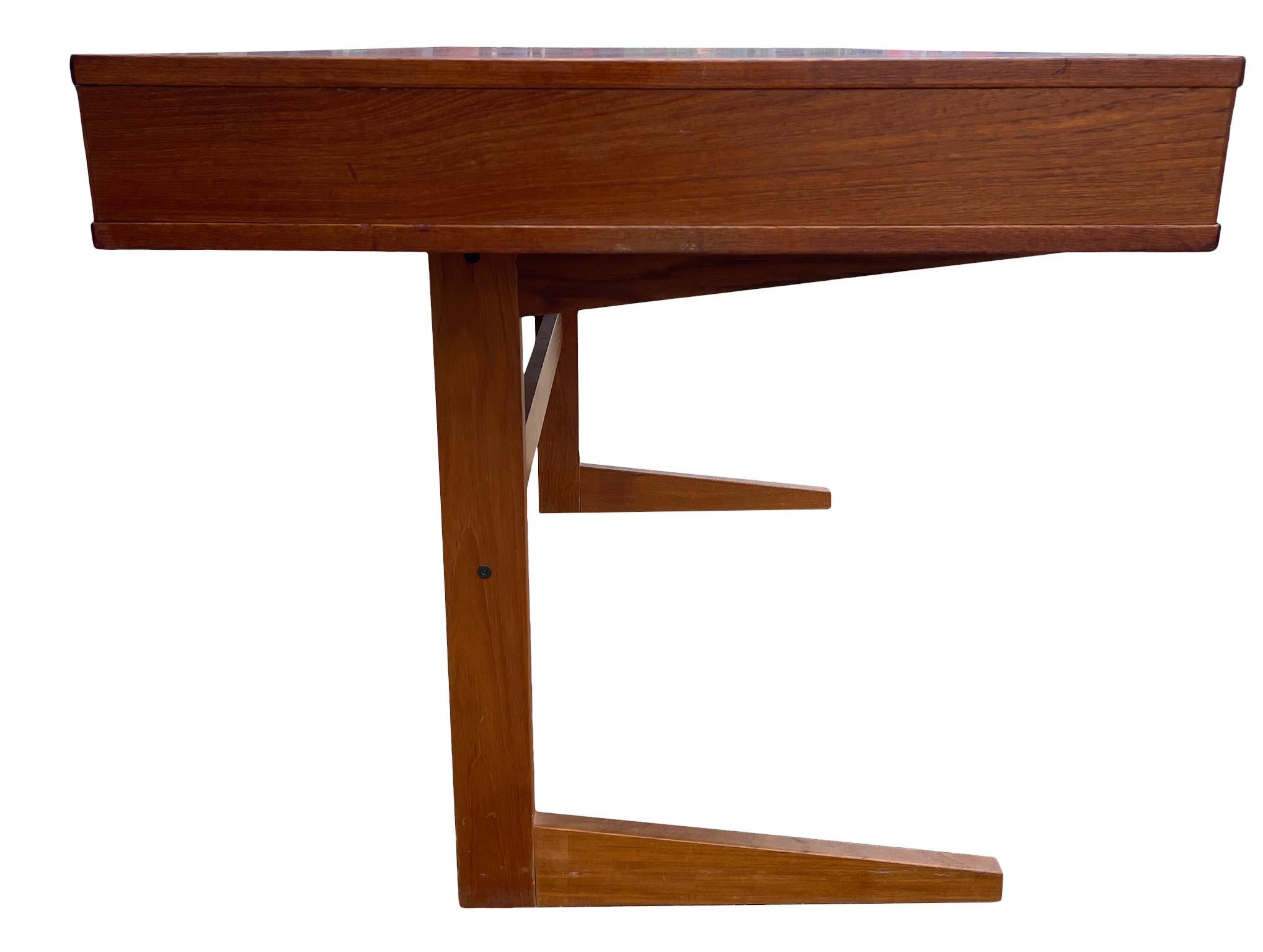 Midcentury Danish Modern teak Desk by Georg Petersens 3 drawer 2