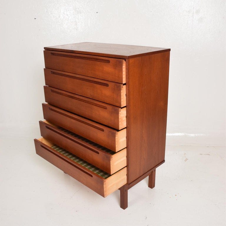 Midcentury Danish Modern Teak Dresser Tall Highboy by Nils Jonsson at