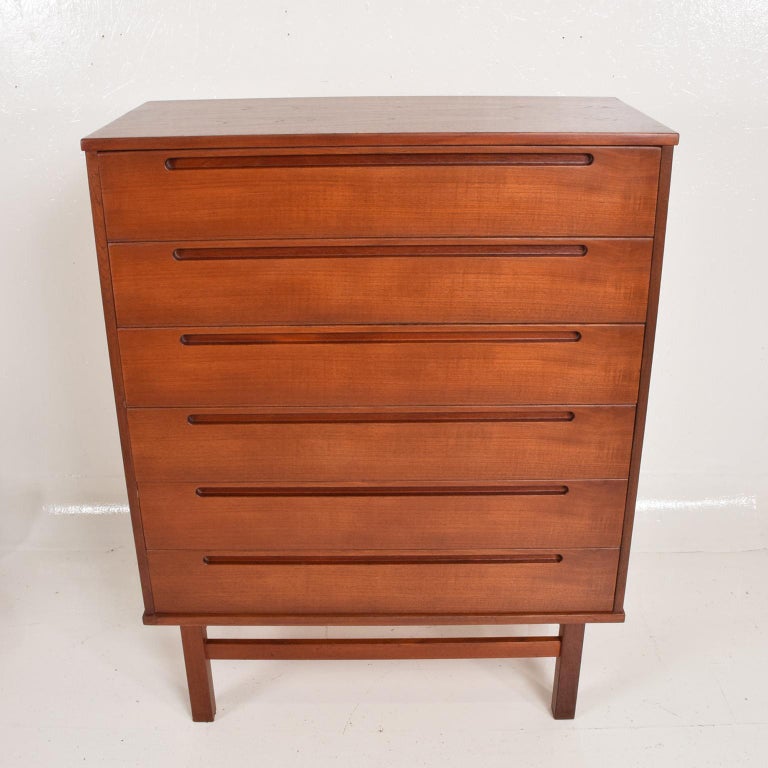 Midcentury Danish Modern Teak Dresser Tall Highboy by Nils Jonsson at