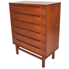 Midcentury Danish Modern Teak Dresser Tall Highboy by Nils Jonsson