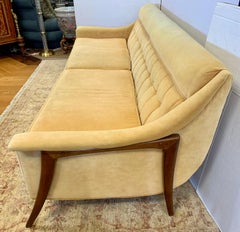 Midcentury Danish Modern Tufted Sculptural Sofa with Ultra Suede Fabric