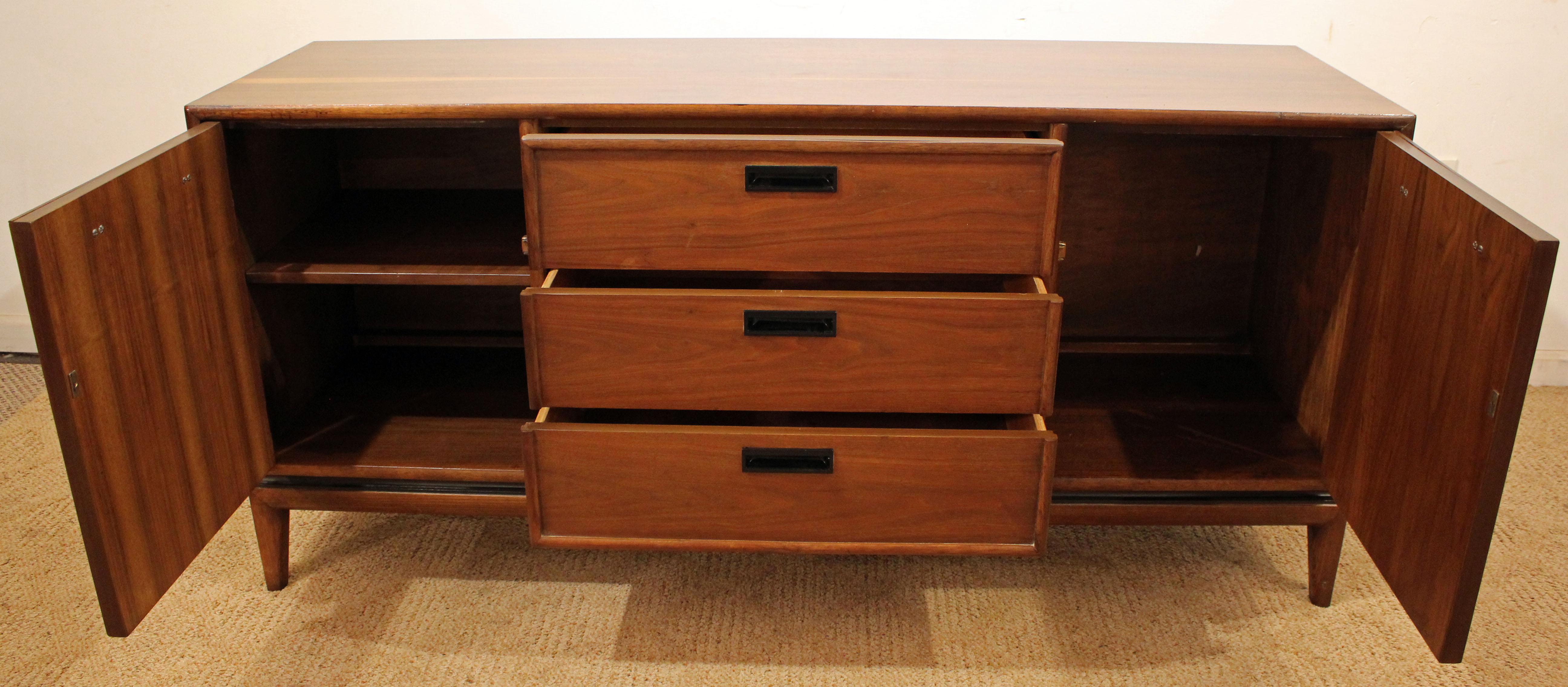 American Midcentury Danish Modern Two-Door Walnut Credenza