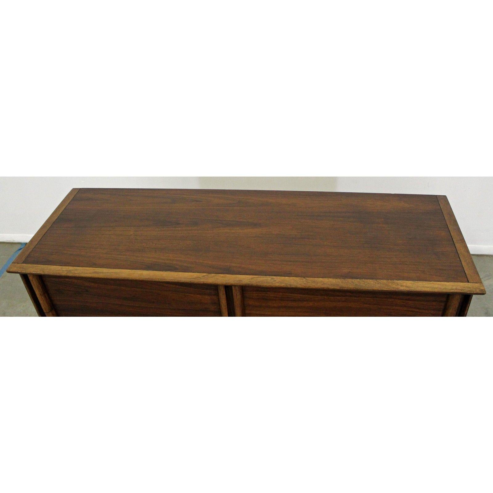 American Midcentury Danish Modern Walnut 6-Drawer Credenza or Dresser