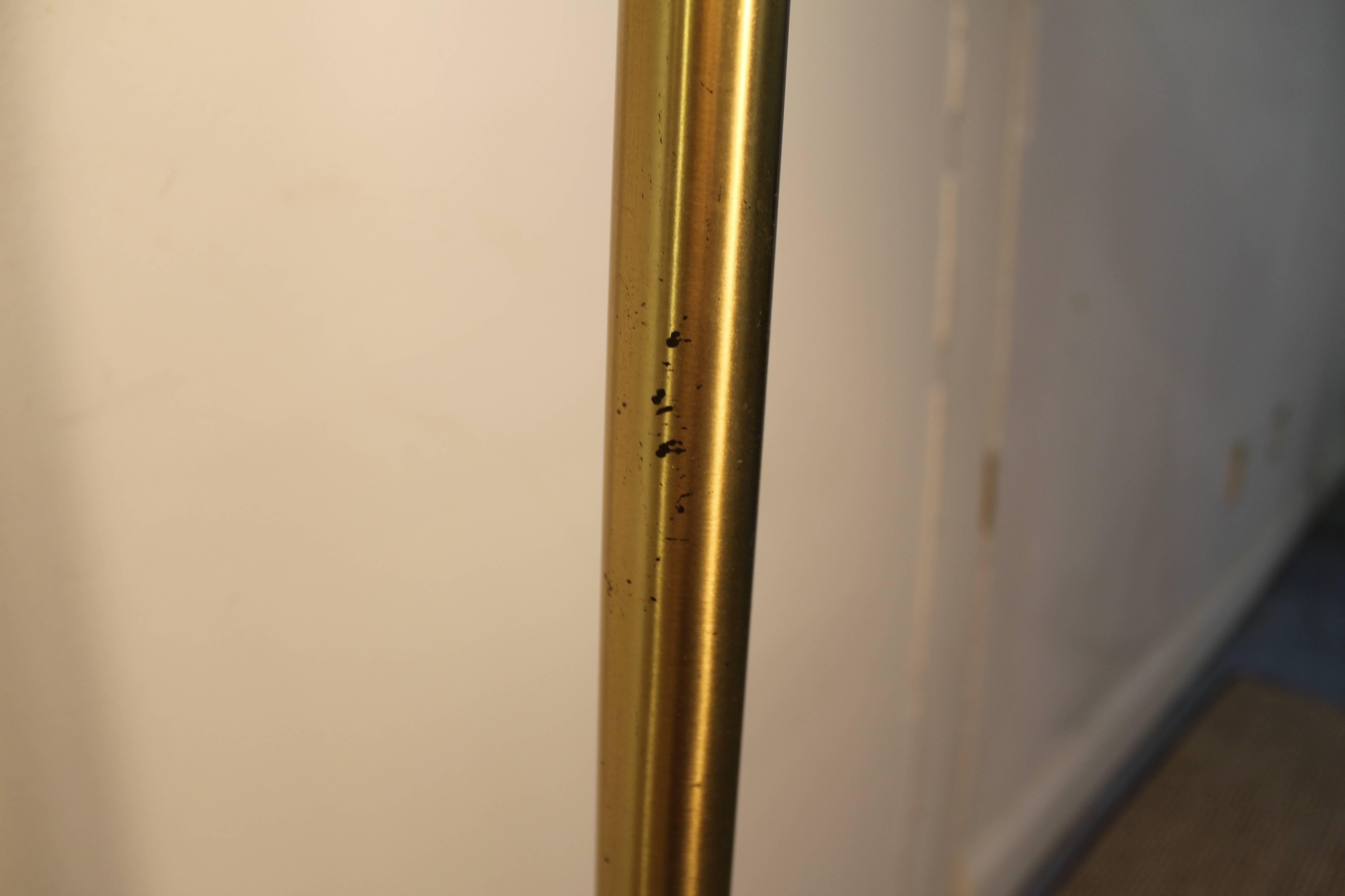 Midcentury Danish Modern Walnut Brass Three-Way Tension Pole Lamp 1