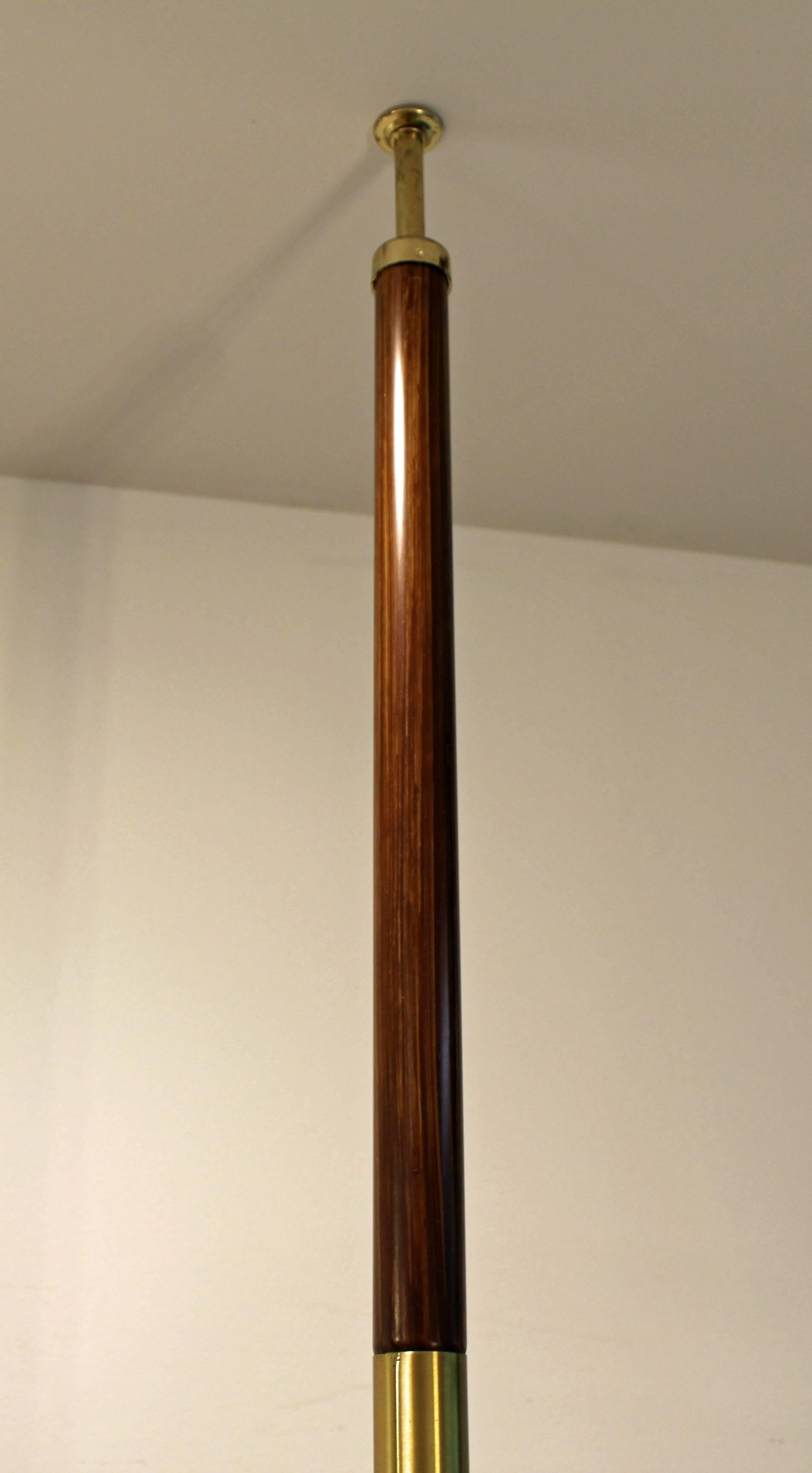20th Century Midcentury Danish Modern Walnut Brass Three-Way Tension Pole Lamp