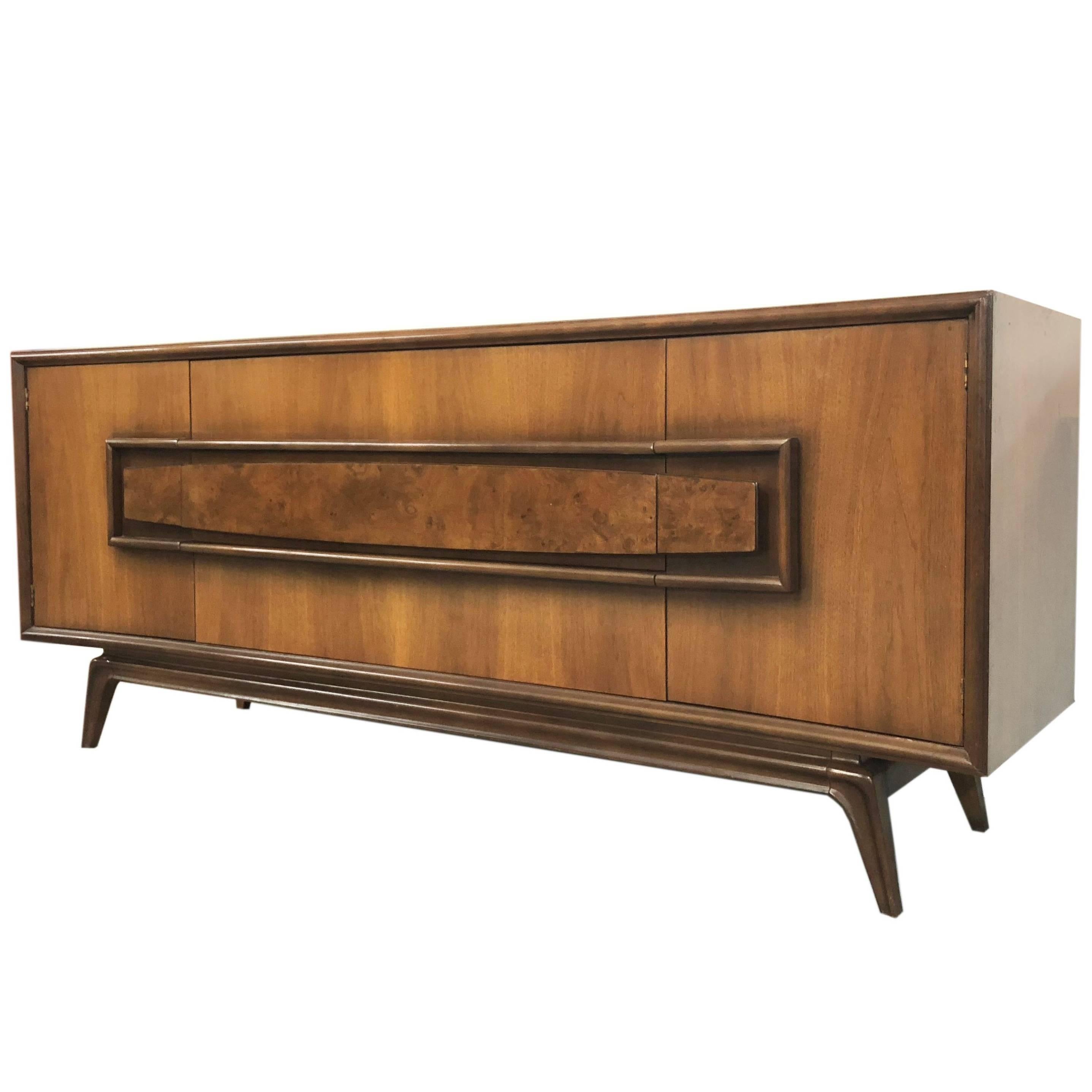 Midcentury Danish Modern Walnut Credenza/Dresser For Sale