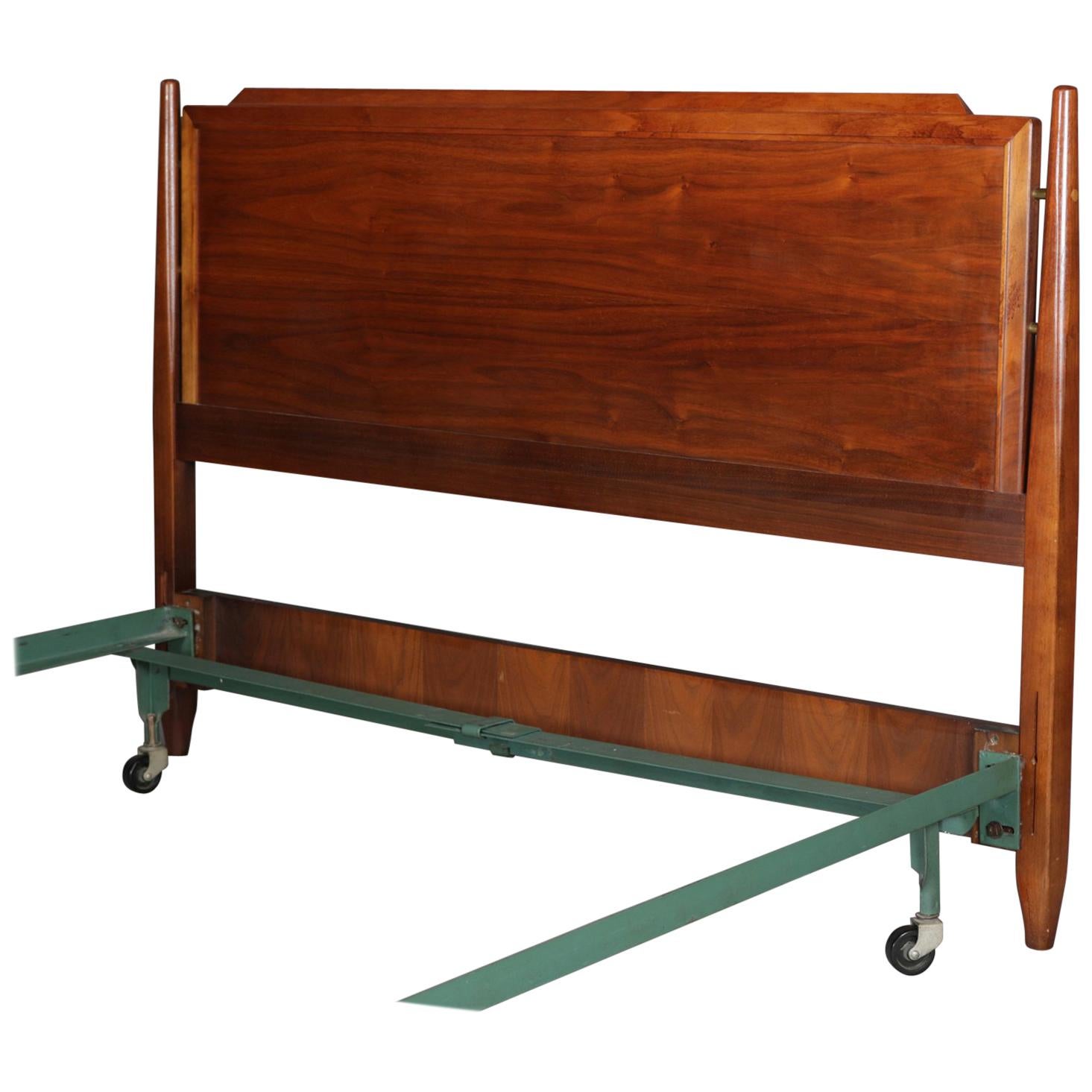 Midcentury Danish Modern Walnut Full/Double Headboard & Frame, Mid-20th Century For Sale