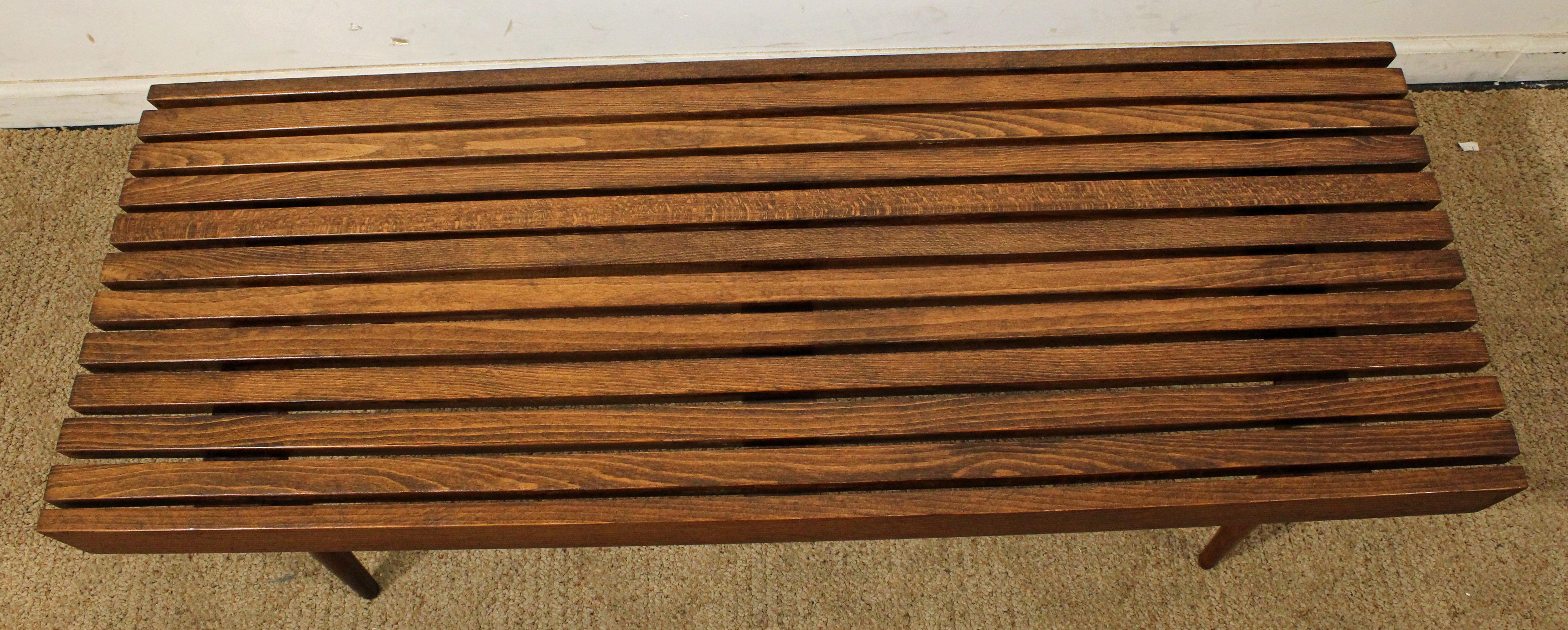 20th Century Midcentury Danish Modern Walnut Slat Bench Coffee Table