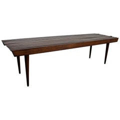 Midcentury Danish Modern Walnut Slat Bench Coffee Table