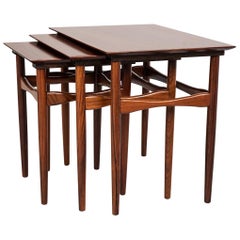 Midcentury Danish Nest of 3 Side Tables in Rosewood by Hundevad, 1960s