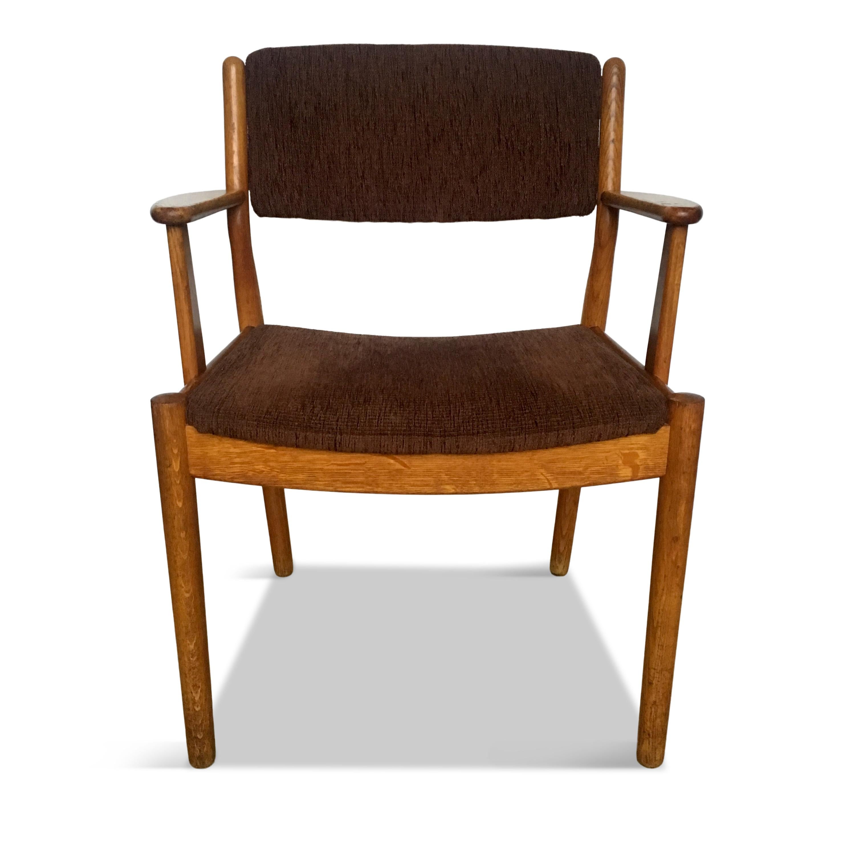 Fabric Midcentury Danish Oak Armchair by Poul Volther for FDB Møbler, 1950s For Sale