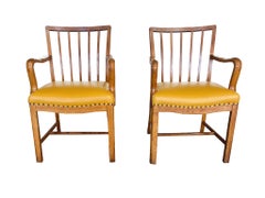 Sillones daneses de roble y cuero de Steen Eiler Rasmussen - Pareja