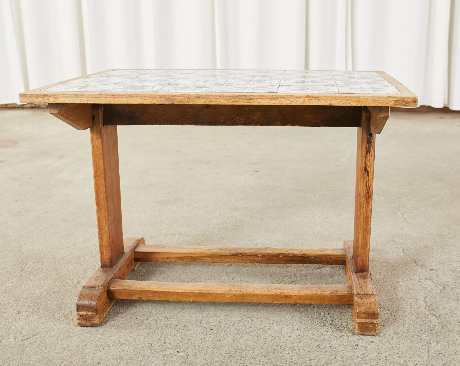 Midcentury Danish Oak Porcelain Tile Top Coffee Table In Distressed Condition In Rio Vista, CA