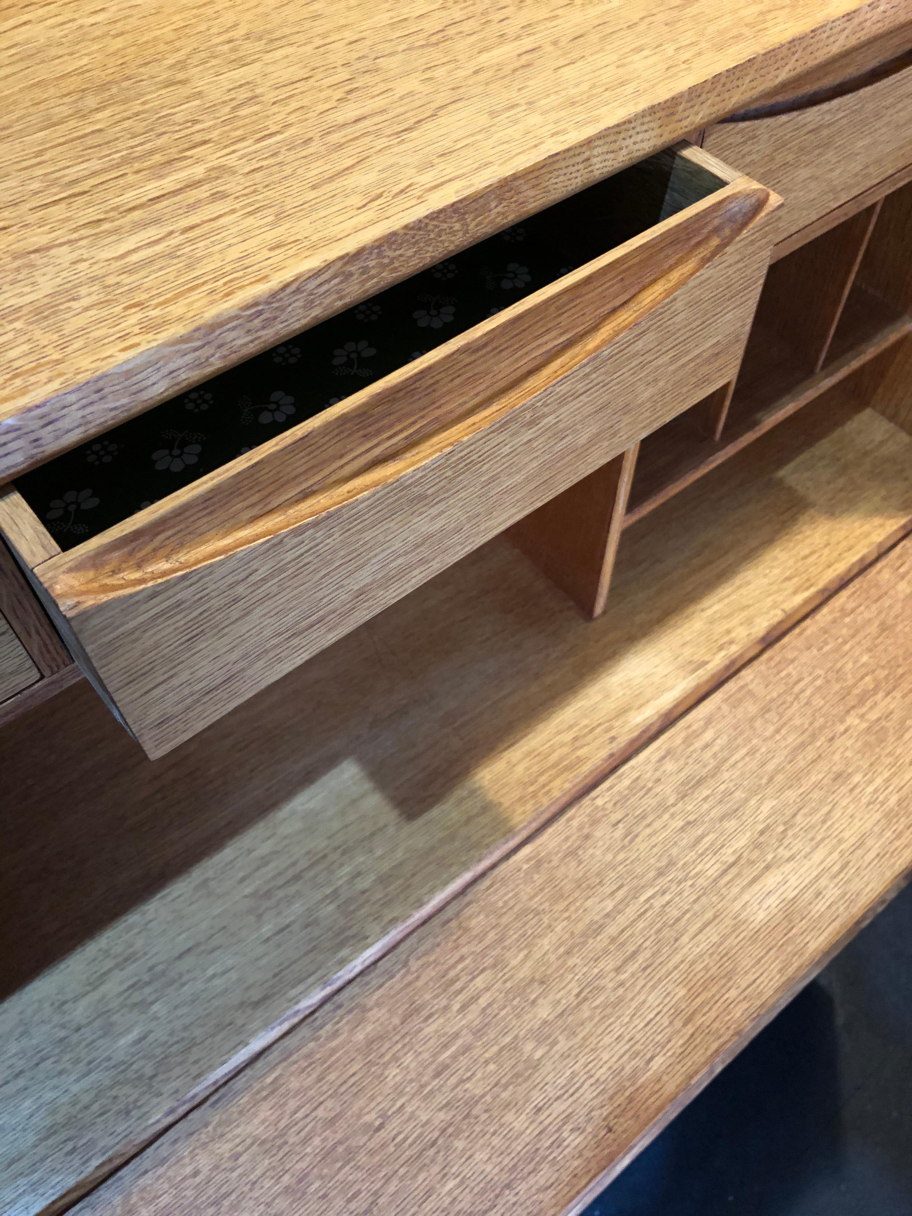 Midcentury Danish Oak Secretaire Bureau, Orum Møbler 2