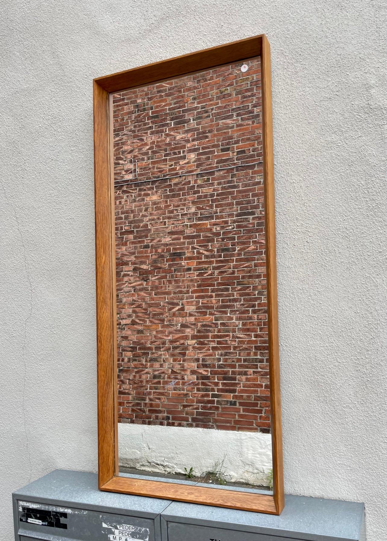 Mid-20th Century Mid-Century Danish Oak Wall Mirror by Aarhus Glasimport & Glassliberi, 1960s