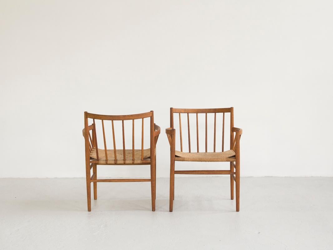 Hand-Crafted Midcentury Danish Pair of Chairs J81 by Jørgen Baekmark for FDB