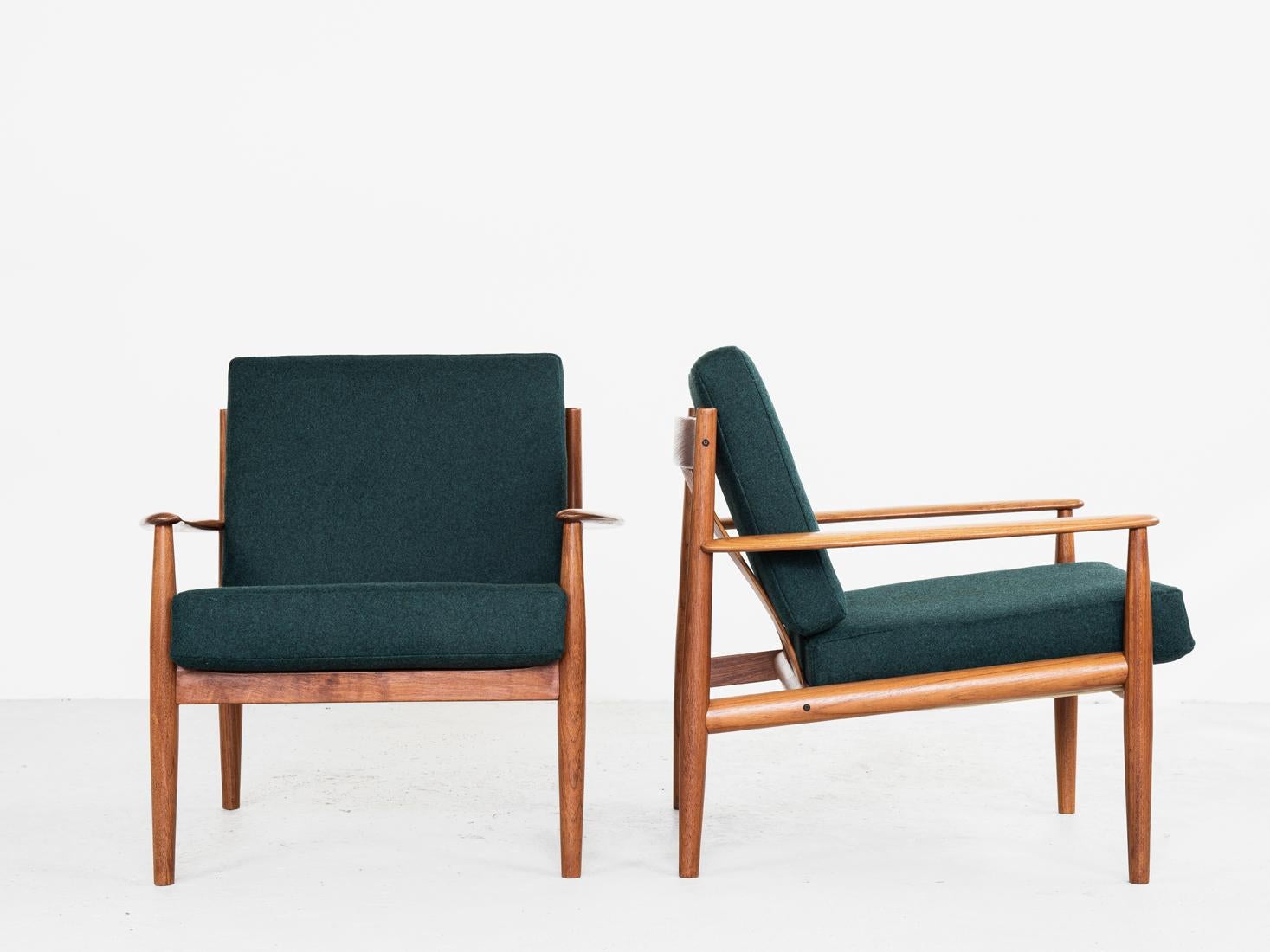 Mid-Century Modern Midcentury Danish Pair of Easy Chairs in Teak by Grete Jalk for France & Søn For Sale