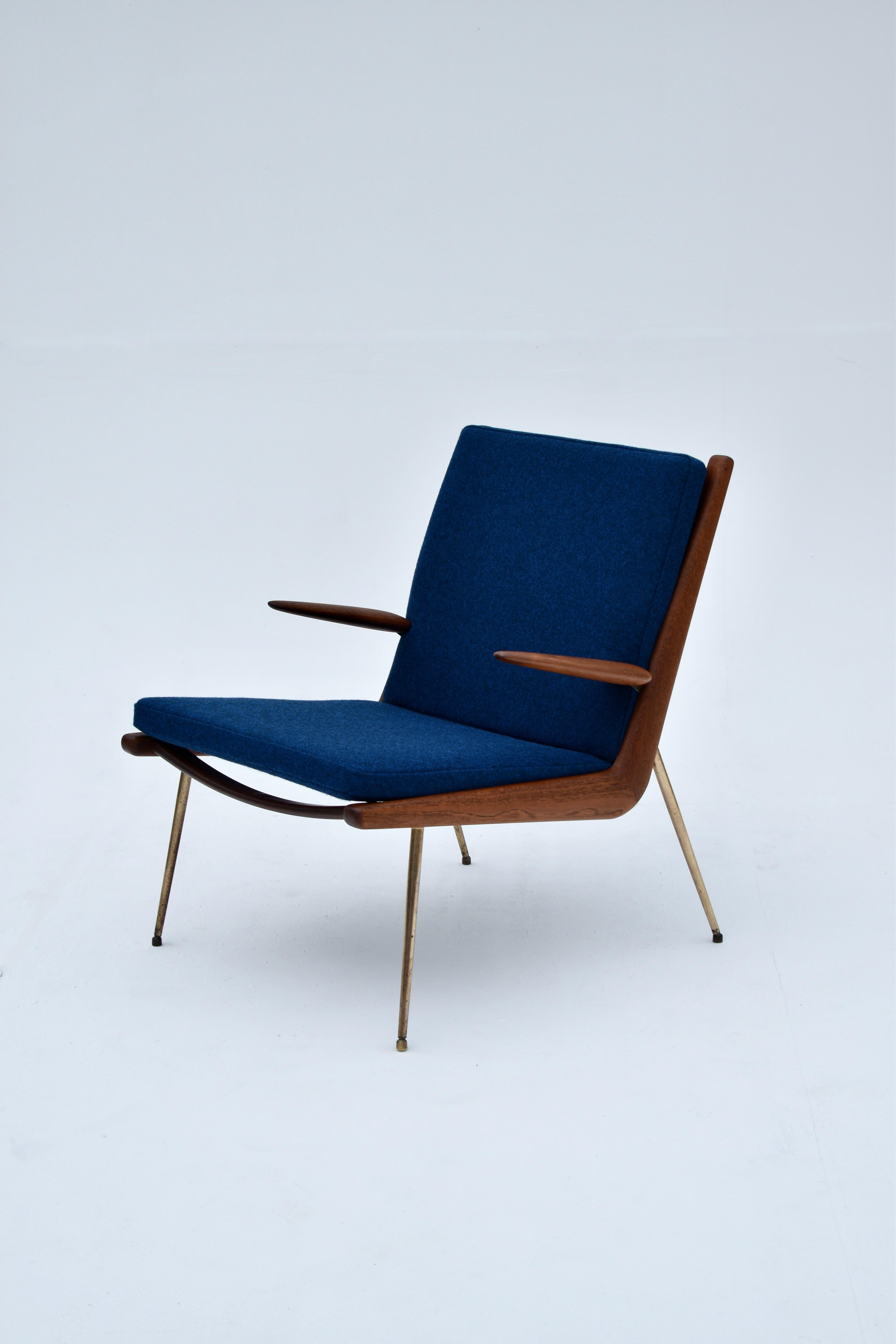 Designed by Architects Peter Hvidt & Orla Molgaard Nielsen in 1954 the Boomerang chair is one of the most elegant chair designs of the Mid Century period.

Often looking more Italian than Danish in origin the beautifully crafted frame stands on