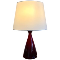 Midcentury Danish Red Glass Lamp by Kastrup Holmegaard