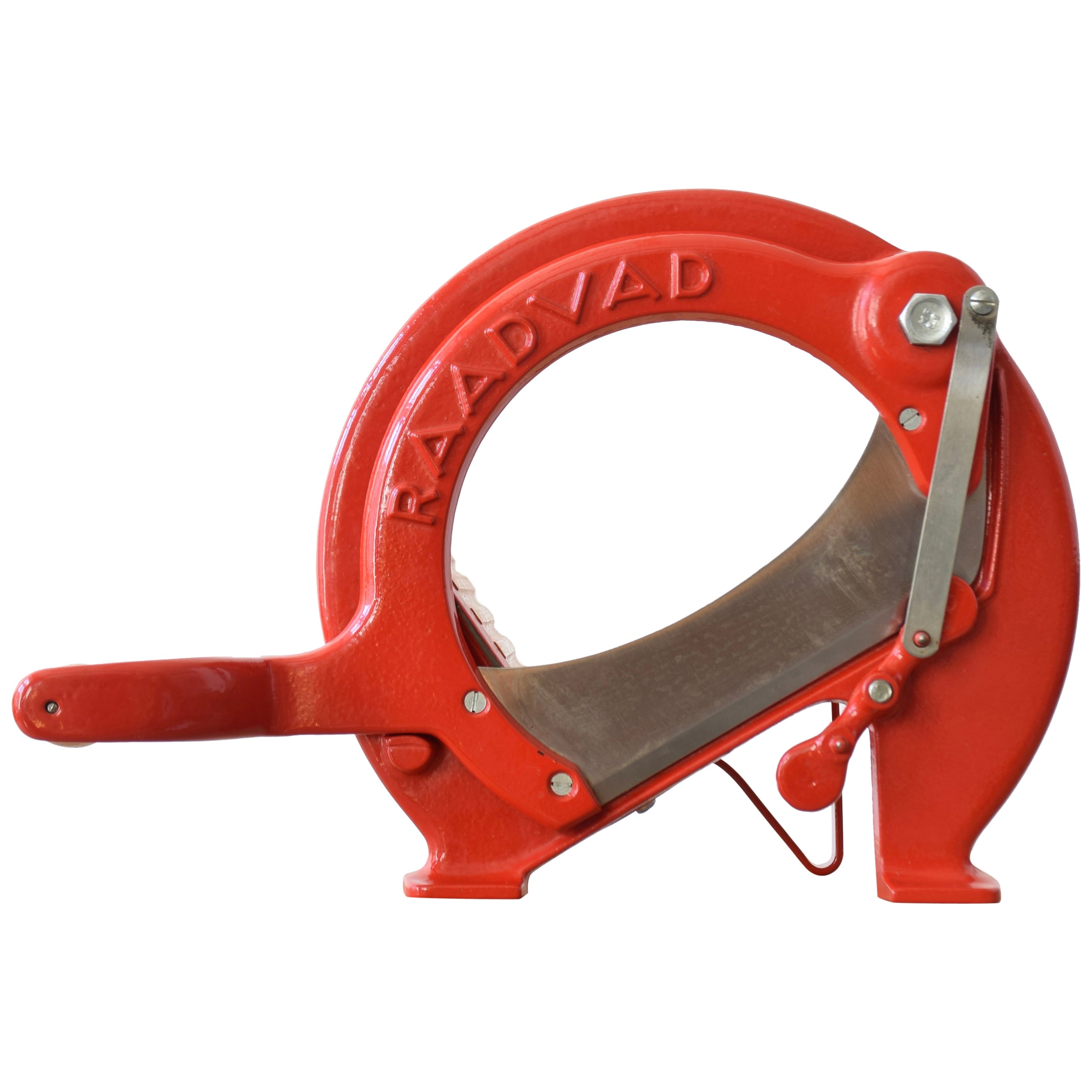 Midcentury Danish Red Raadvad Bread Slicer by Ove Larsen Original Design Denmark