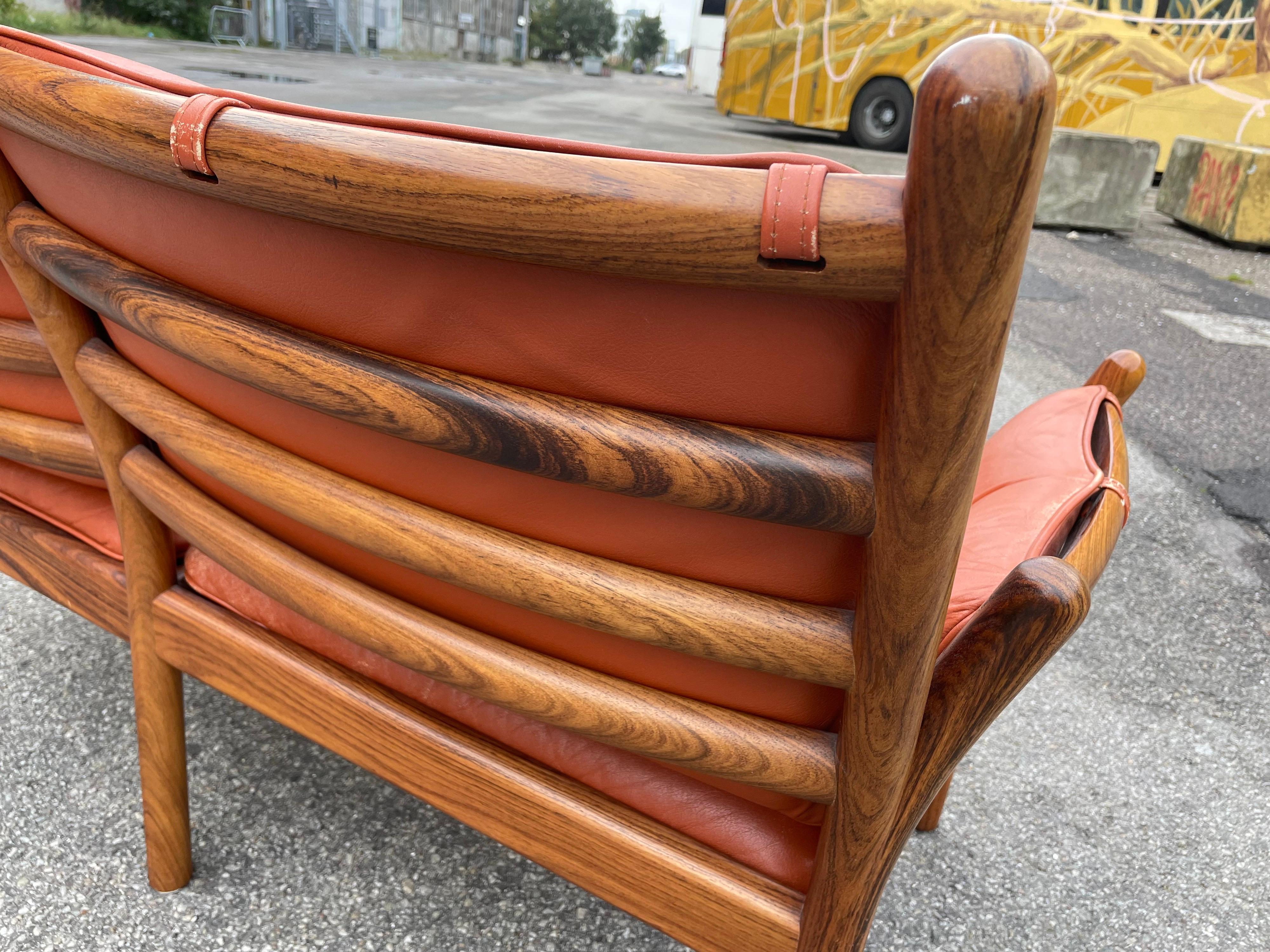 Mid-Century Modern Midcentury Danish Rosewood and Leather Sofa by Illum Wikkelsø for CFC Silkeborg For Sale