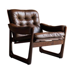 Midcentury Danish Rosewood Armchair with Sled base Rosewood, circa 1970