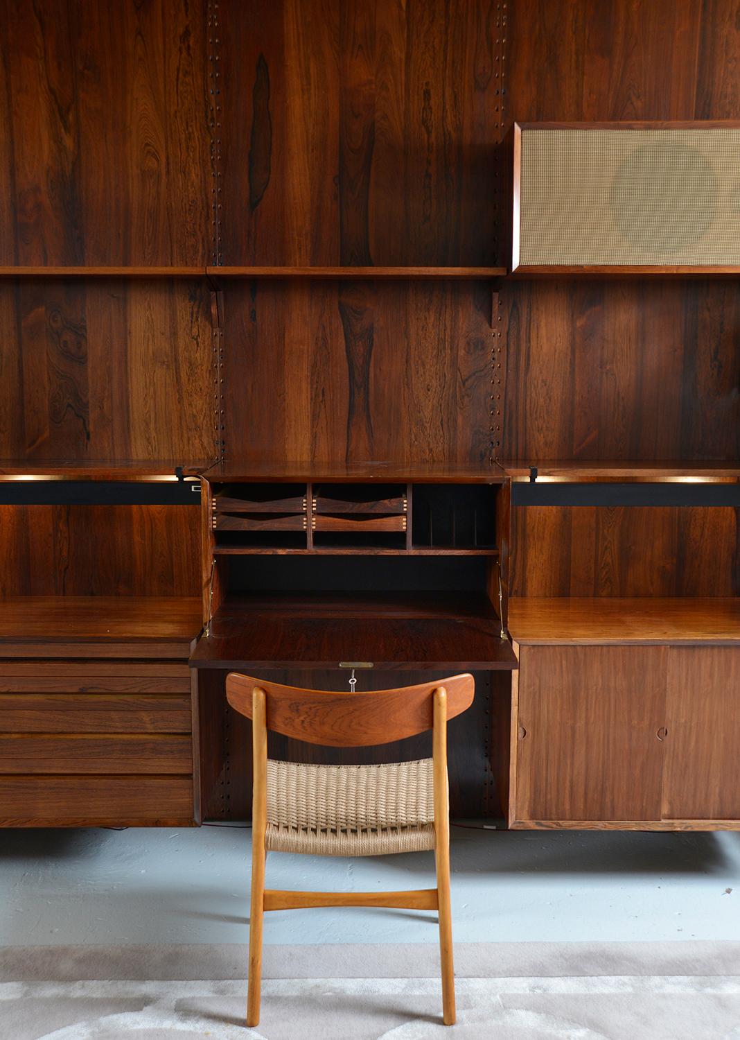 Midcentury Danish Rosewood ‘Cado’ Modular Wall System Poul Cadovius Home Office 3