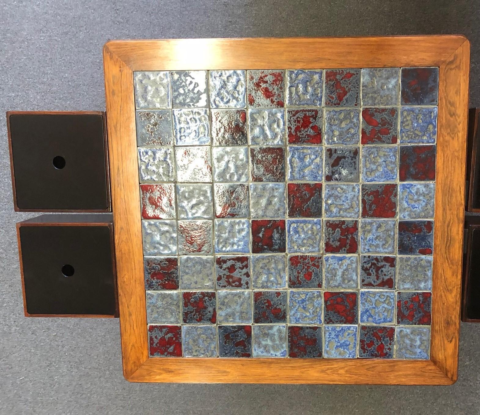 Midcentury Danish Rosewood Chess Table by Mogens Lund 8