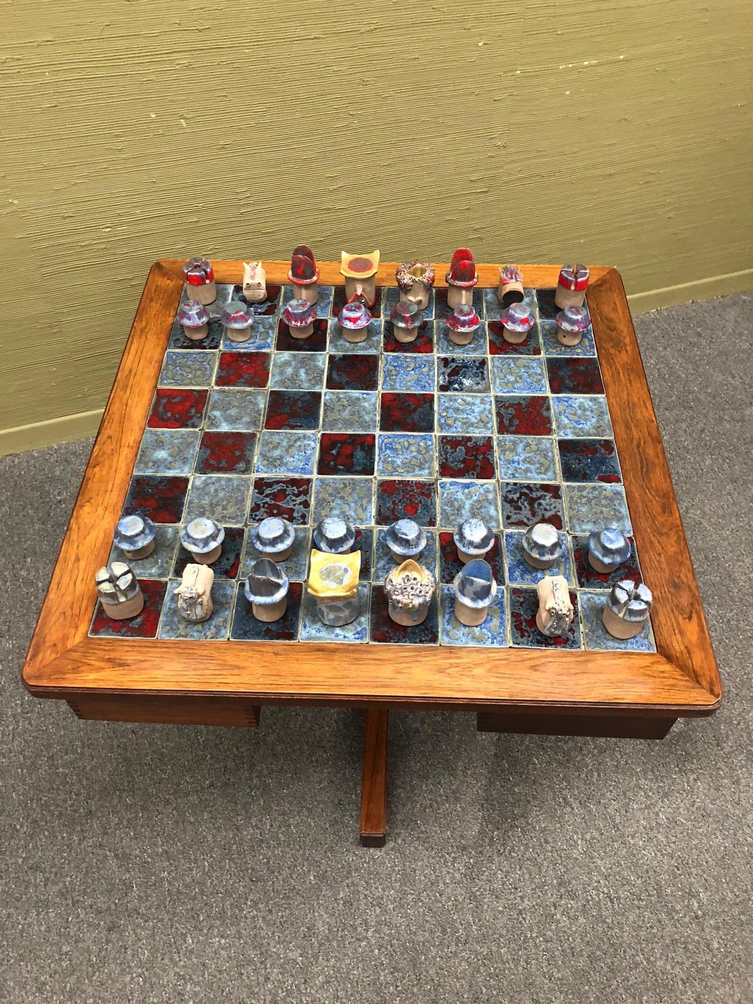 Midcentury Danish Rosewood Chess Table by Mogens Lund  9