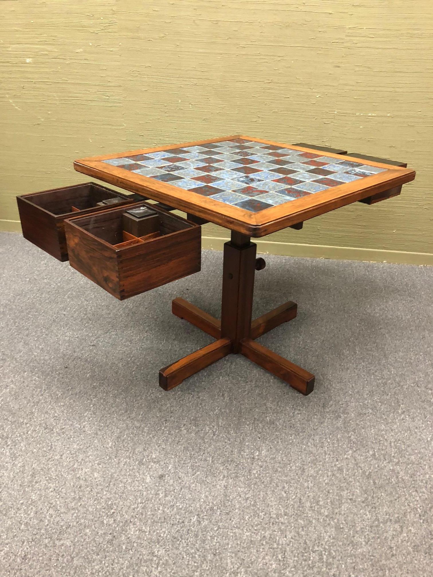 Midcentury Danish Rosewood Chess Table by Mogens Lund  In Good Condition In San Diego, CA