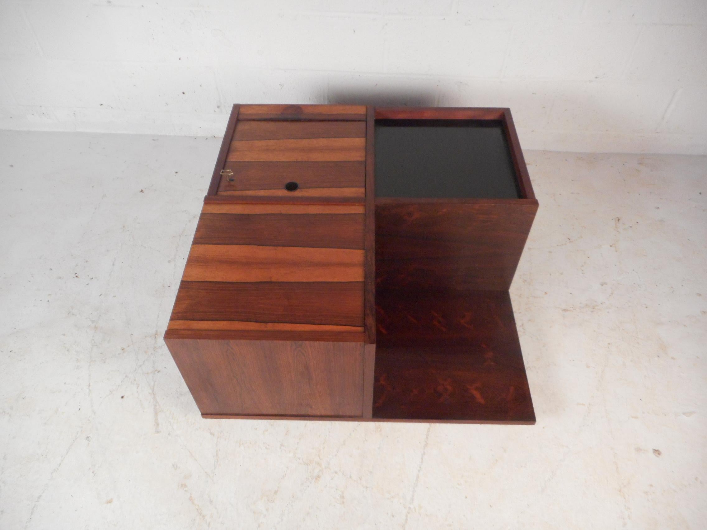 Mid-Century Modern Midcentury Danish Rosewood Coffee Table or Liquor Cabinet with Folding Tables