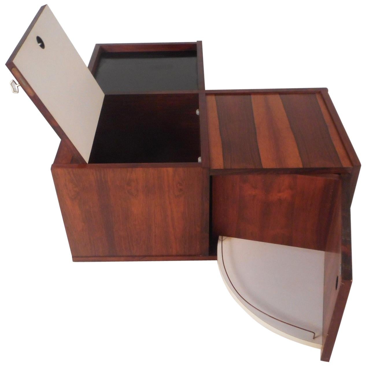 Midcentury Danish Rosewood Coffee Table or Liquor with Folding